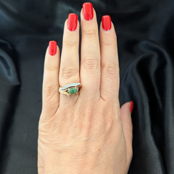 The Lodi - 1960s Vintage Jade Diamonds 14k Gold Statement Ring