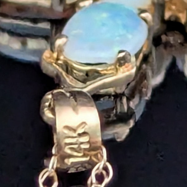 Vintage Jelly Opals 14k Yellow Gold Cross Pendant On Chain Estate Christianity 