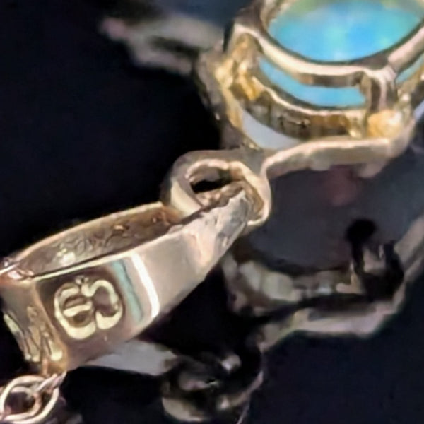 Vintage Jelly Opals 14k Yellow Gold Cross Pendant On Chain Estate Christianity 