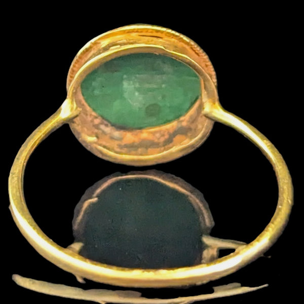 Vintage Malachite Cabochon Cut 14k Yellow Gold Ring Estate Antique Green Gift