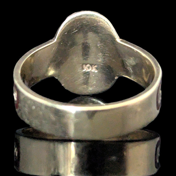 Vintage Men's " La Corona Tabaco " Cigar Band Ring 10k Yellow Gold Enamel Estate 