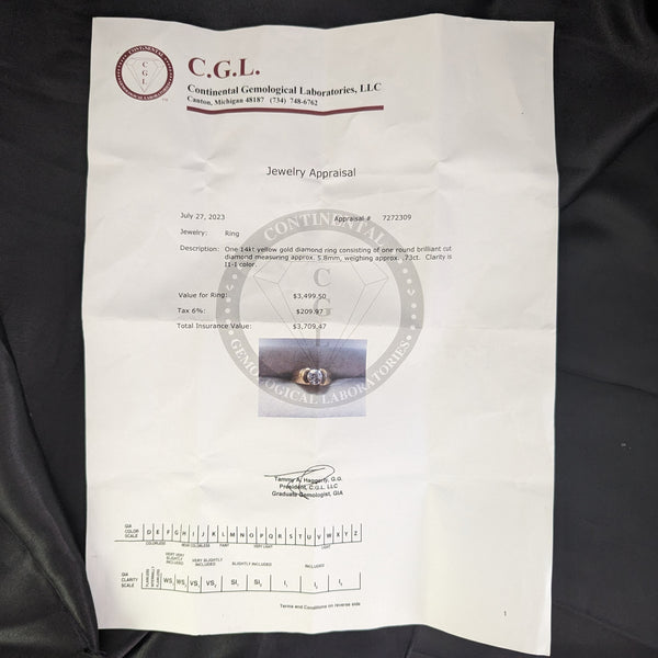 Vintage Natural Diamond 14k Yellow Gold Ring Engagement or Statement Estate Gift