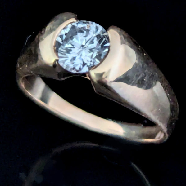 Vintage Natural Diamond 14k Yellow Gold Ring Engagement or Statement Estate Gift