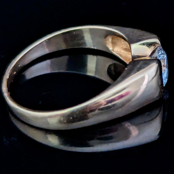 Vintage Natural Diamond 14k Yellow Gold Ring Engagement or Statement Estate Gift