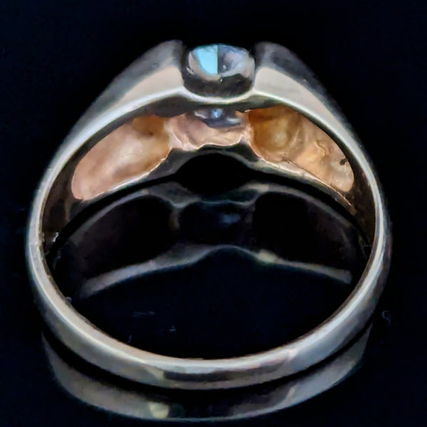 Vintage Natural Diamond 14k Yellow Gold Ring Engagement or Statement Estate Gift