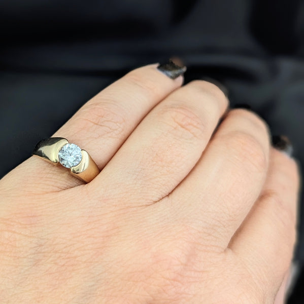 Vintage Natural Diamond 14k Yellow Gold Ring Engagement or Statement Estate Gift