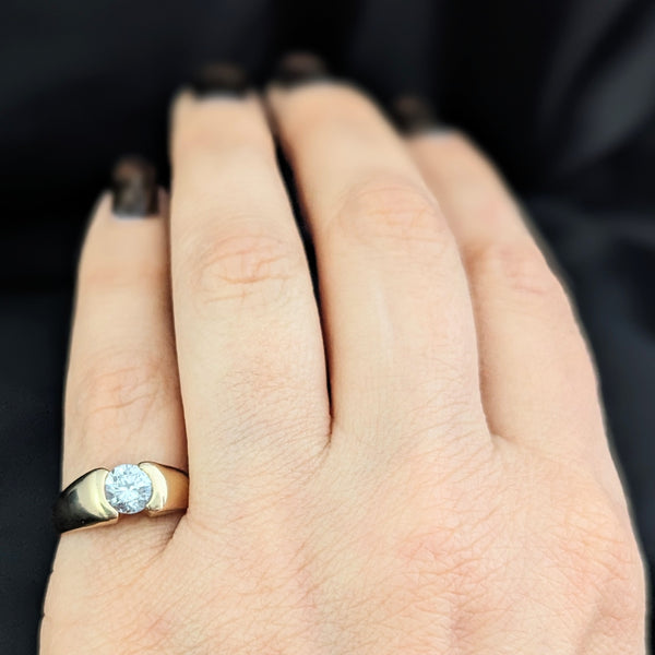 Vintage Natural Diamond 14k Yellow Gold Ring Engagement or Statement Estate Gift