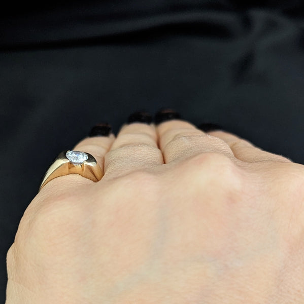 Vintage Natural Diamond 14k Yellow Gold Ring Engagement or Statement Estate Gift