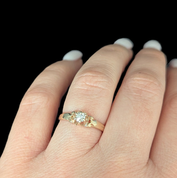 Vintage Old European Cut Diamond 14k Yellow Gold Ring by Lander Bros Engagement