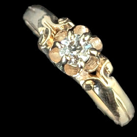 Vintage Old European Cut Diamond 14k Yellow Gold Ring by Lander Bros Engagement