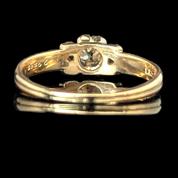 Vintage Old European Cut Diamond 14k Yellow Gold Ring by Lander Bros Engagement
