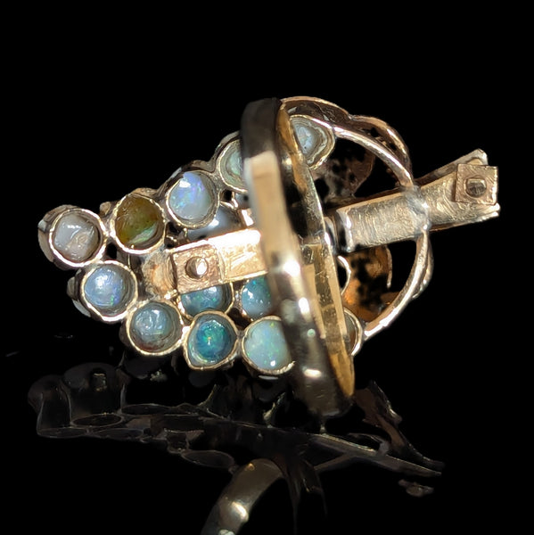 Vintage Opal Grape Bunch 14k Yellow Gold Cocktail Ring Antique Elements Estate 