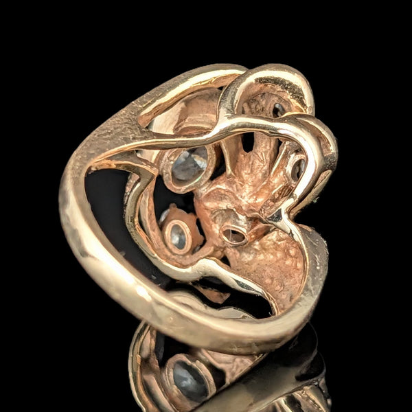 Vintage Oval Cut Diamonds 14k Yellow Gold Cocktail Ring Estate Jewelry Gift 