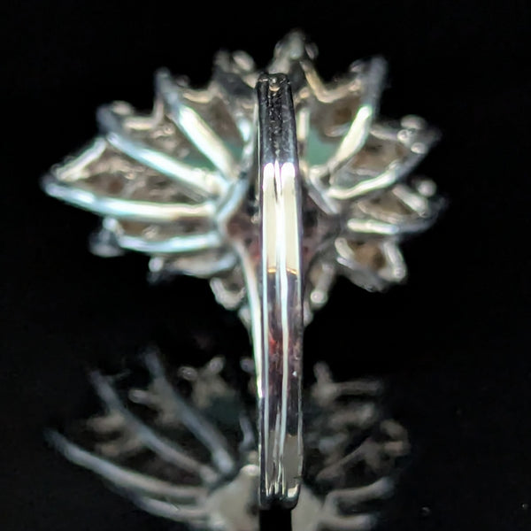 Vintage Pear Cut Opal Diamonds 14k White Gold Ring Halo Fashion or Engagement