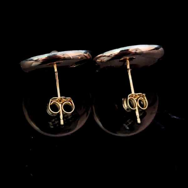 Vintage Pearls Mother or Pearl MOP 14k Yellow White Gold Cufflink Earrings Posts