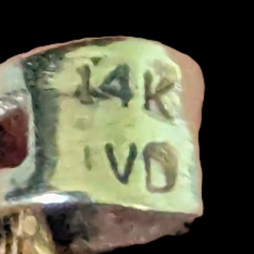 Vintage REVERSIBLE Sapphires  to Rubies 14k Yellow Gold Heart Pendant Necklace hallmark makers mark VD