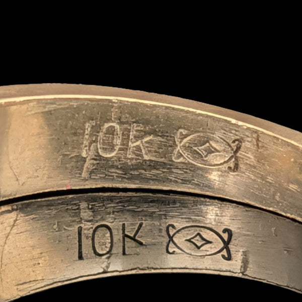 Vintage Ring Set Diamonds 10k Yellow Gold Engagement Ring Wedding Band Retro 