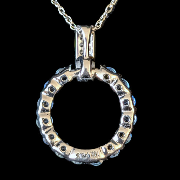 Vintage Sapphires Diamonds 14k White Gold Necklace Pendant Chain Estate Gift 