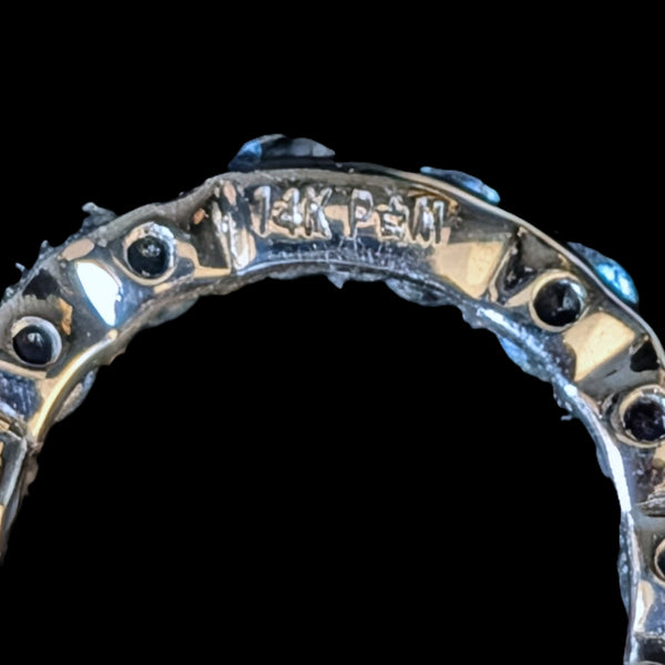 Vintage Sapphires Diamonds 14k White Gold Necklace Pendant Chain Estate Gift 