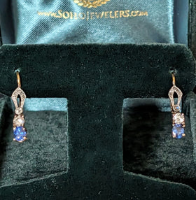 Vintage Sapphires Diamonds Gold & Platinum Top Earrings Retro Estate Jewelry