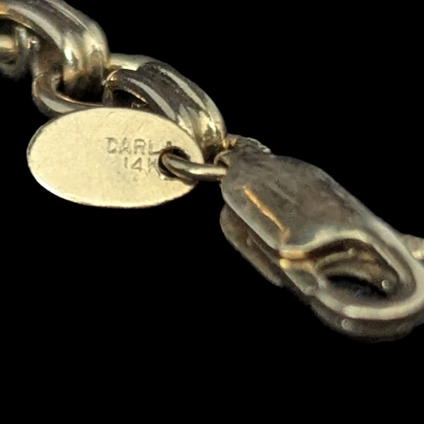 Vintage Scarab Bracelet 14k Yellow Gold Gemstone Hardstone Retro Estate CARLA