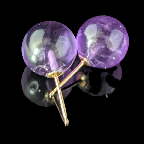 Sedona - Estate Amethyst Spheres 14k Yellow Gold Stud Earrings