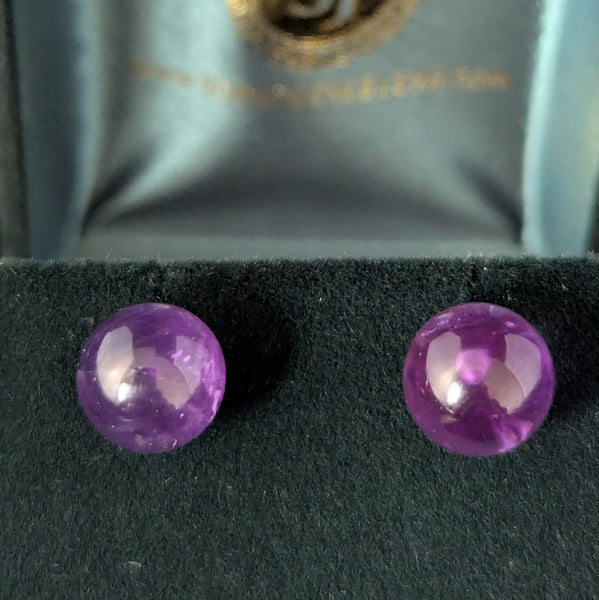 Sedona - Estate Amethyst Spheres 14k Yellow Gold Stud Earrings