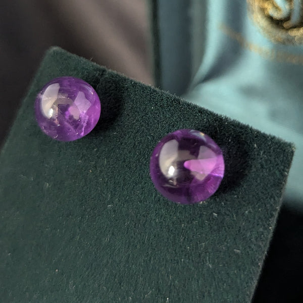Sedona - Estate Amethyst Spheres 14k Yellow Gold Stud Earrings