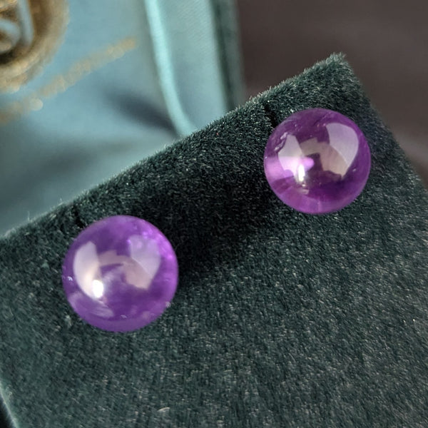 Sedona - Estate Amethyst Spheres 14k Yellow Gold Stud Earrings