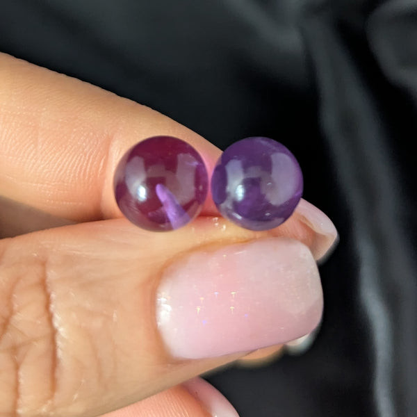 Sedona - Estate Amethyst Spheres 14k Yellow Gold Stud Earrings
