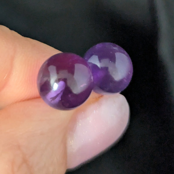 Sedona - Estate Amethyst Spheres 14k Yellow Gold Stud Earrings