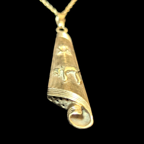 Vintage Star of David Chai Tallit 14k Yellow Gold Pendant Estate Life Judaica