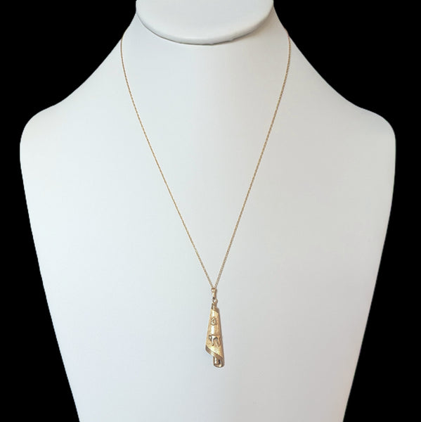 Vintage Star of David Chai Tallit 14k Yellow Gold Pendant Estate Life Judaica