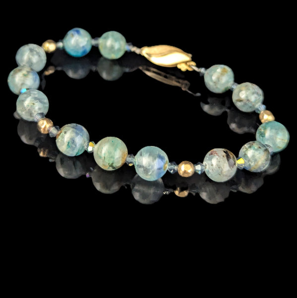The Durban - Vintage 14k Gold Hardstone Beaded Bracelet