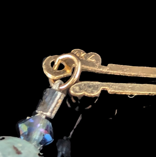 Vintage Yellow Gold Hardstone Gemstone Beaded Bracelet Estate Retro Gift