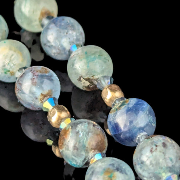 Vintage Yellow Gold Hardstone Gemstone Beaded Bracelet Estate Retro Gift