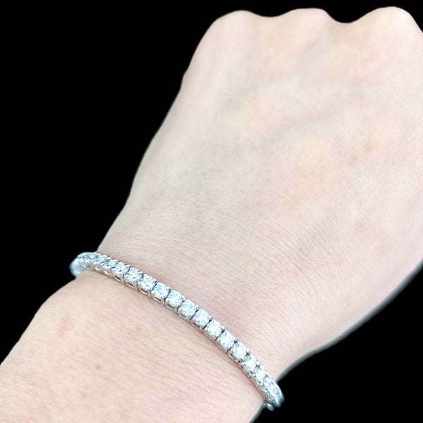 Vintage Natural Diamonds 14k White Gold Tennis Bracelet Estate Jewelry Gift 