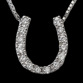Vintage Diamond Lucky Horseshoe Necklace 14k Pendant 10k Chain Luck Equestrian