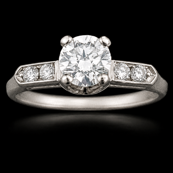 Vintage Diamond Platinum Engagement Ring Bridal Gift Estate Jewelry Accents