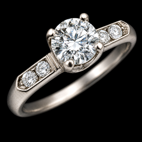 Vintage Diamond Platinum Engagement Ring Bridal Gift Estate Jewelry Accents