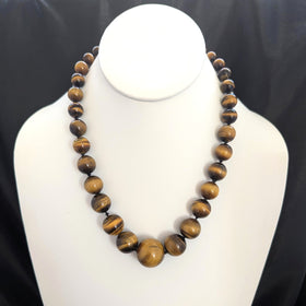 The Cazenovia - Vintage Tiger's Eye 14k Yellow Gold Bead Necklace