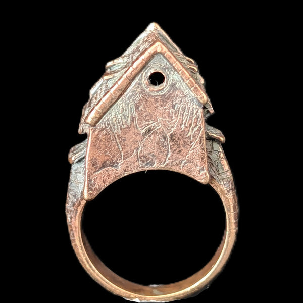 Wearable Art Ring by Artist Zuzana Mašková House Home Cocktail Bronze Alloy