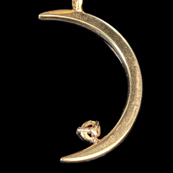 ORO ALEXANDER Crescent Moon & Ruby Star Pendant Diamonds 14k Yellow Gold Gift Layaway Available
