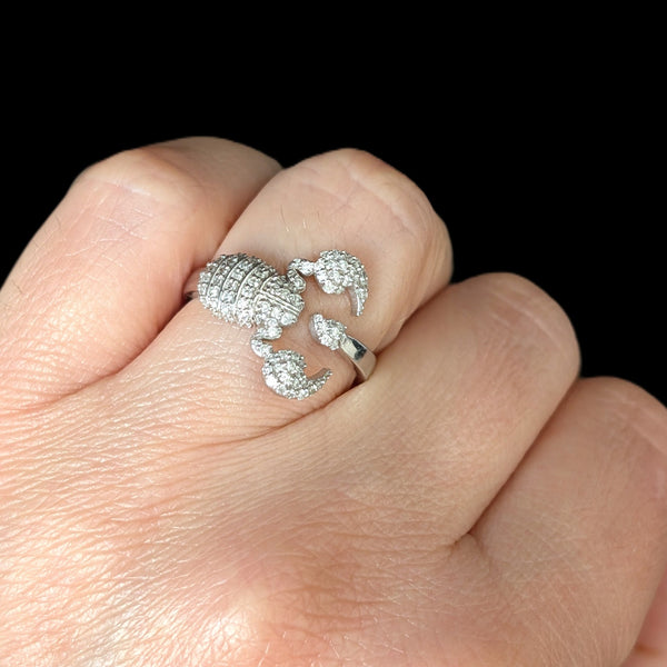 Vintage Diamond Scorpion Ring 14K White Gold Scorpio Zodiac Cocktail Gift Estate