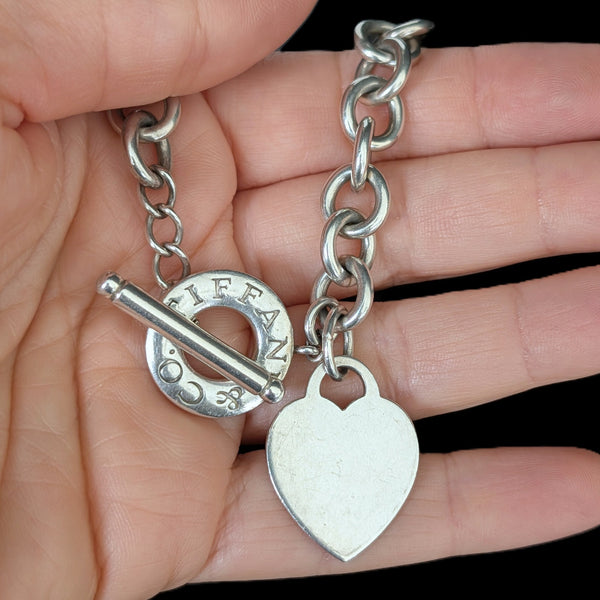 Vintage Return Tiffany & Co Toggle Heart Tag Necklace Sterling Silver 