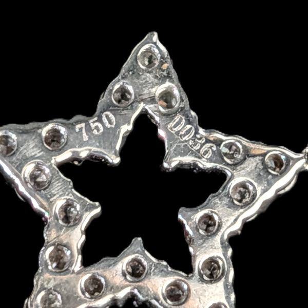 Estate Natural Diamond Star Necklace 18K 14K Gold with Dangle Star Charm Chain