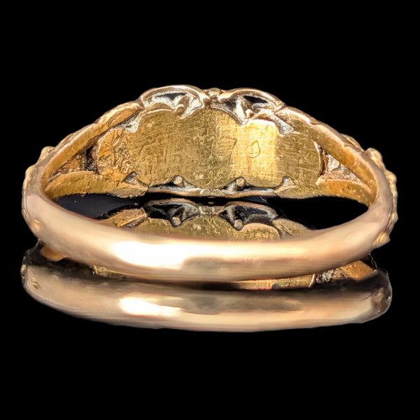 c.1800s Antique Old Cut Pink Sapphires Pearls 16k Yellow Gold Ring Georgian Gift