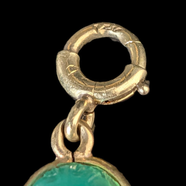 Vintage  Carved Gemstone Scarab Bracelet 14k Yellow Gold Bracelet Talisman Estate  clasp with 14k hallmark