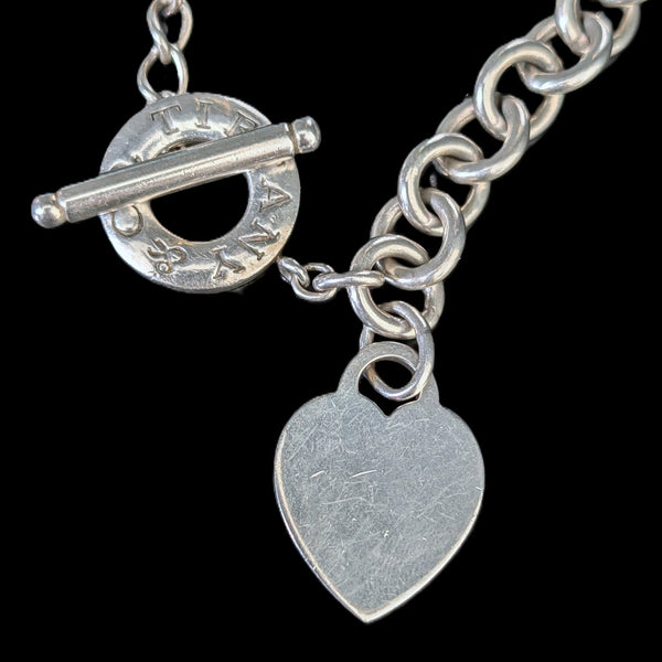 Vintage Return Tiffany & Co Toggle Heart Tag Necklace Sterling Silver 