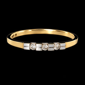 Vintage Diamonds 14k Yellow White Gold Wedding Band Ring Estate Bridal Retro